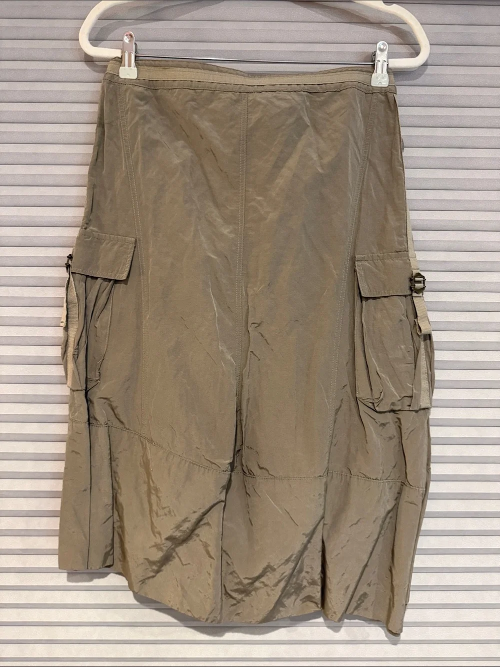 Bebe Olive Utility Cargo Pocket High-Low Skirt